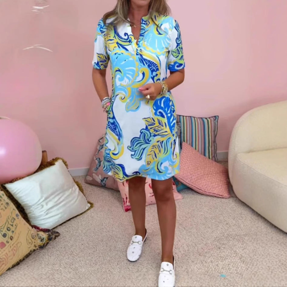 Women's Floral Dress Seaside Holiday Beach Digital Dresses