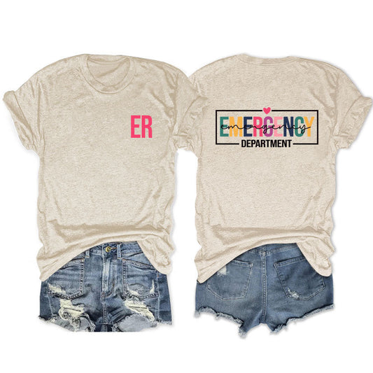Double-sided Printed Short-sleeved Lettered Casual T-shirt Blouses