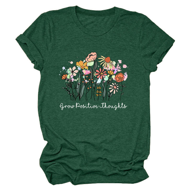 Women's Temperament Leisure Round Collar T-shirt Blouses