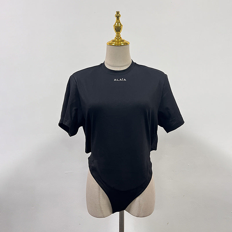 Women's Summer Fashion Comfort Casual Temperament Midriff Outfit Round Blouses