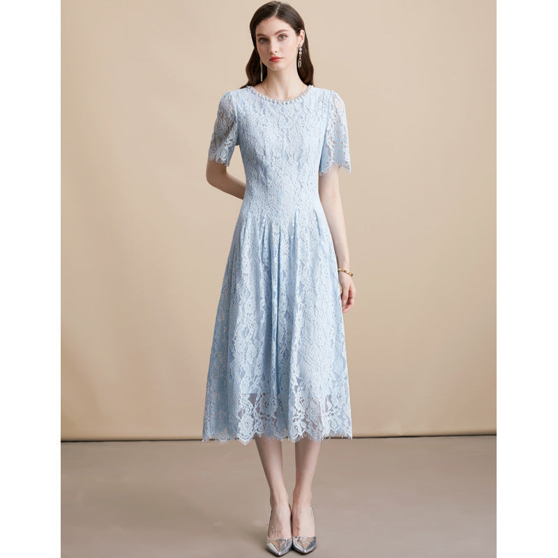 Women's Summer Rhinestone Round Neck Sleeve High-grade Dresses