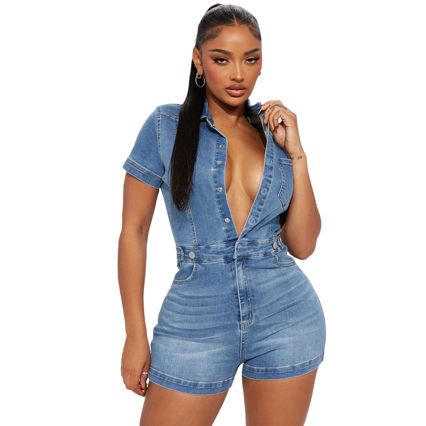 High Elastic Sleeve Slim Fit Slimming Jumpsuits