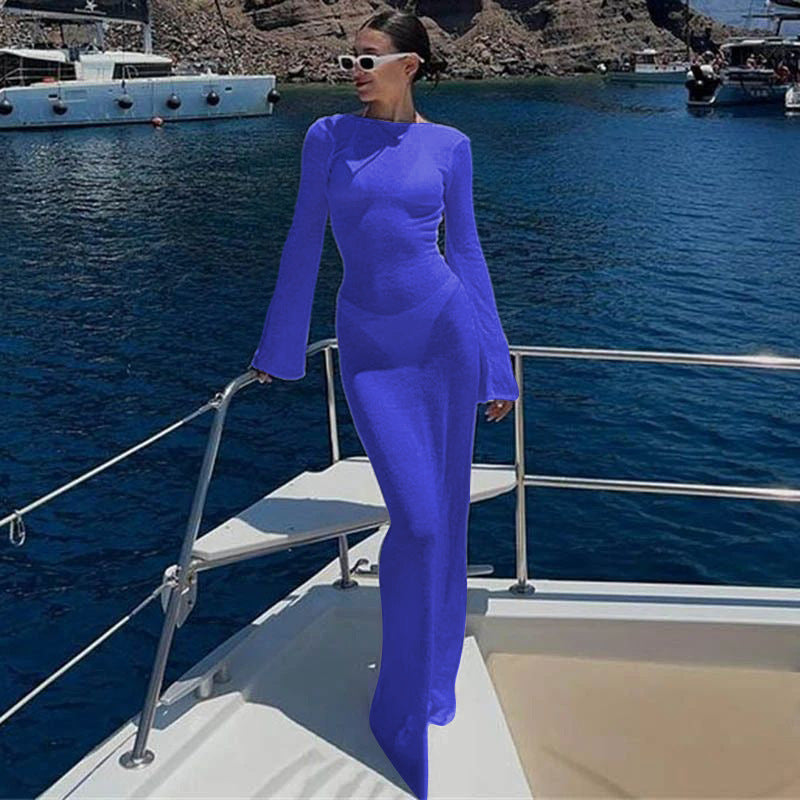 Autumn Beach Dress Round Neck Bikini Dresses