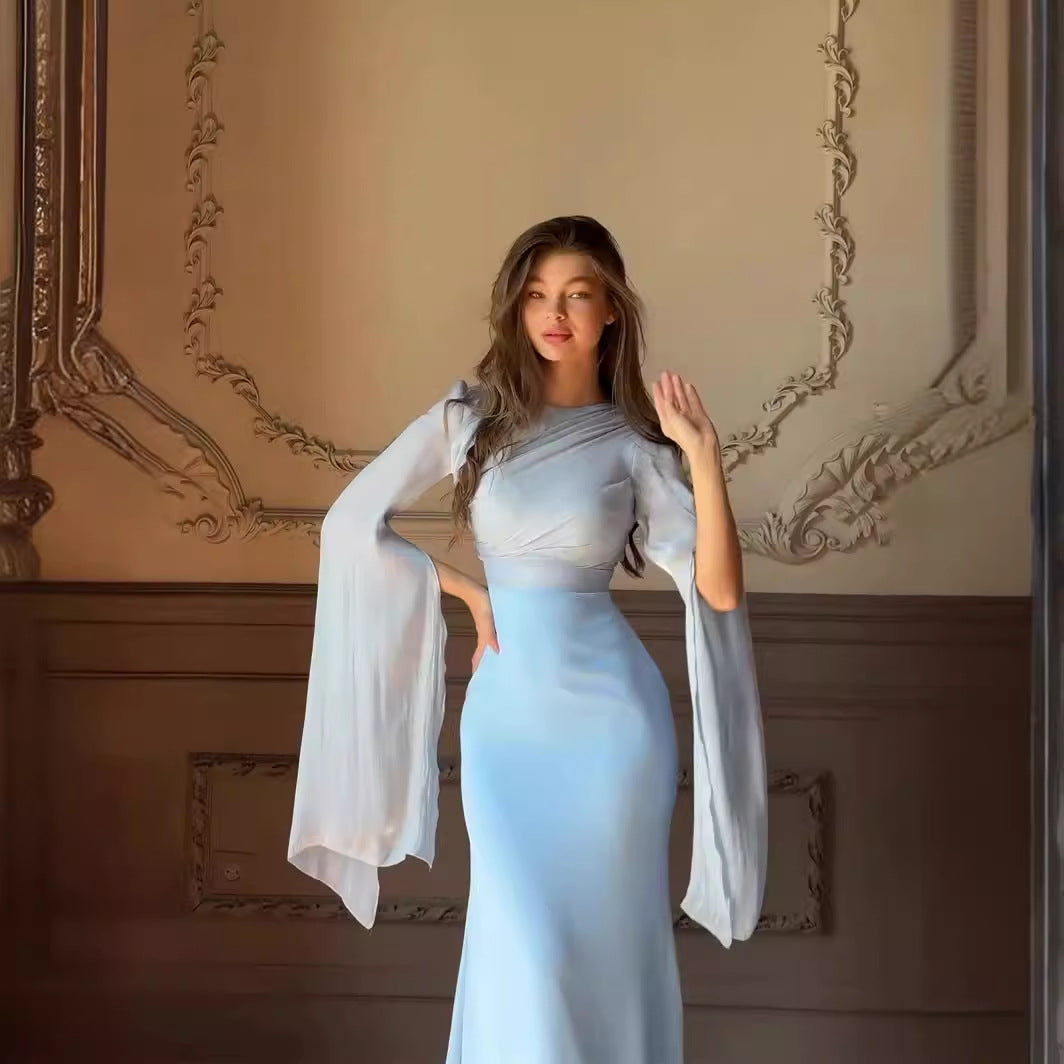 Stitching Glass Yarn Large Swing Sleeve Dresses
