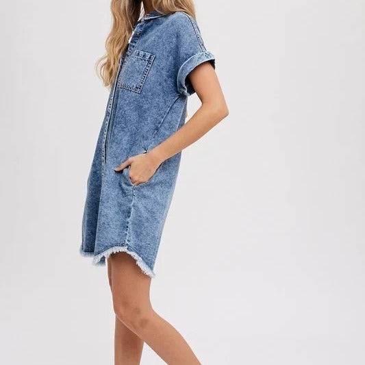 Women's Pretty Loose Denim Short-sleeved Dress Dresses