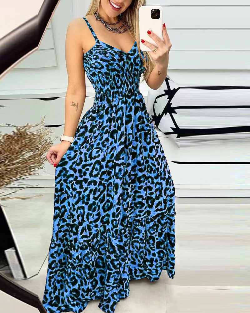 Women's Summer Leopard Print Brace High-waisted Sexy Skirts