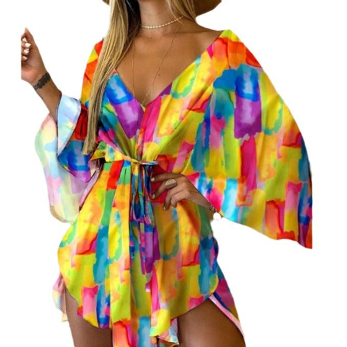 Autumn Sexy Irregular Batwing Sleeve Dress Dresses