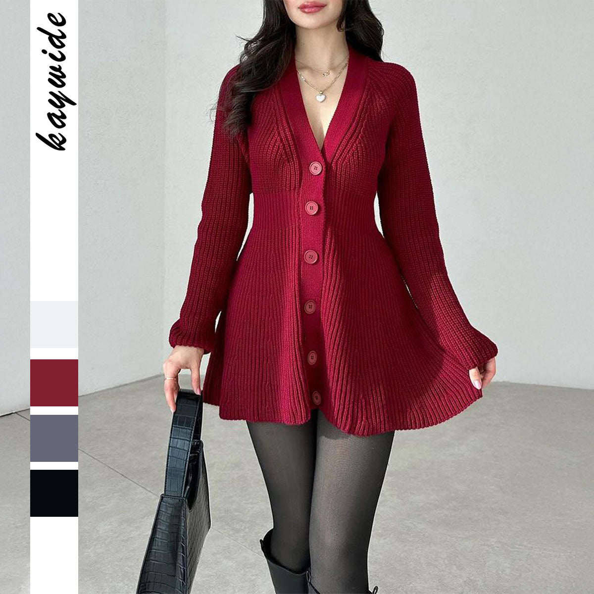 Women's Fashion Casual Long Sleeve Woolen Autumn Dress