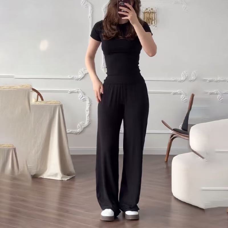 Women's Russian Knitting Short-sleeved T-shirt Trousers Two Suits