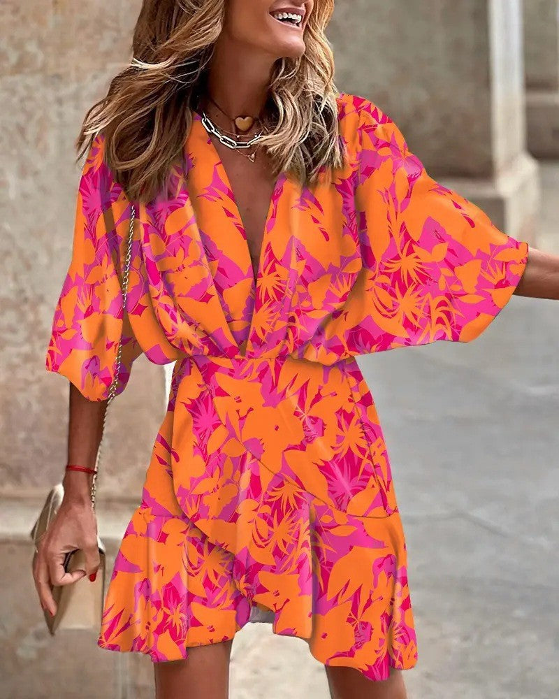 Women's Autumn Batwing Sleeve Hem Irregular Dress
