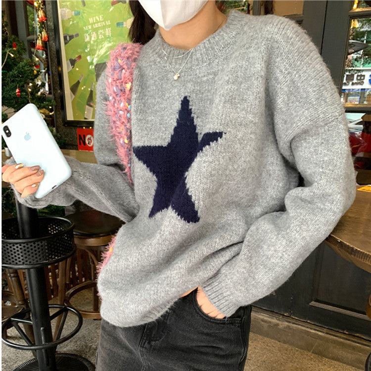 Women's Design Sense Niche Outer Wear Loose Gray Soft Sweaters