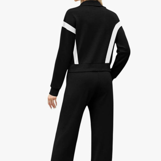 Women's Color Zipper Line Trousers Leisure Sports Fashion Casual Suit