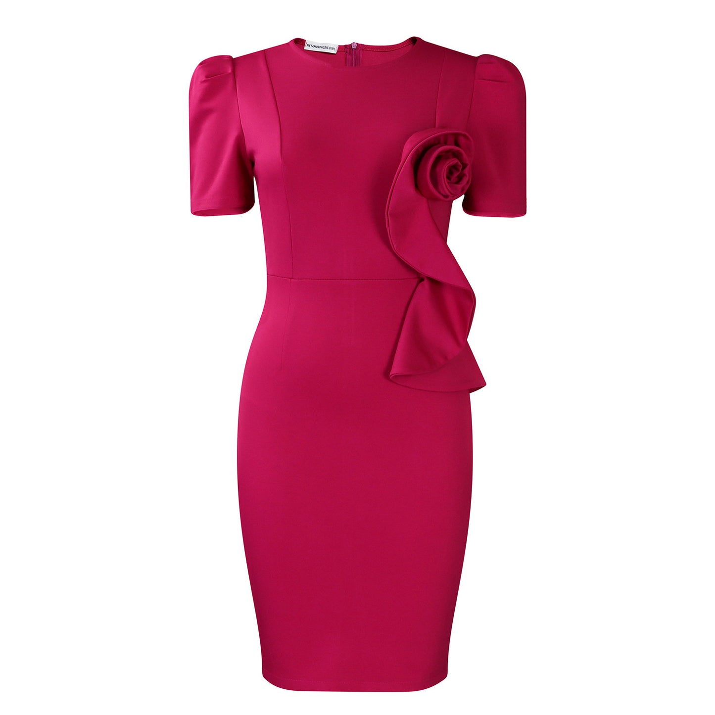 Women's Fashion Elegant Sheath Ol Ruffles Solid Color Sleeve Dress
