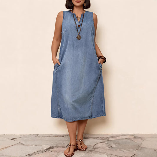 Women's Blue Washed Loose Slim Fit Casual Wild Vests