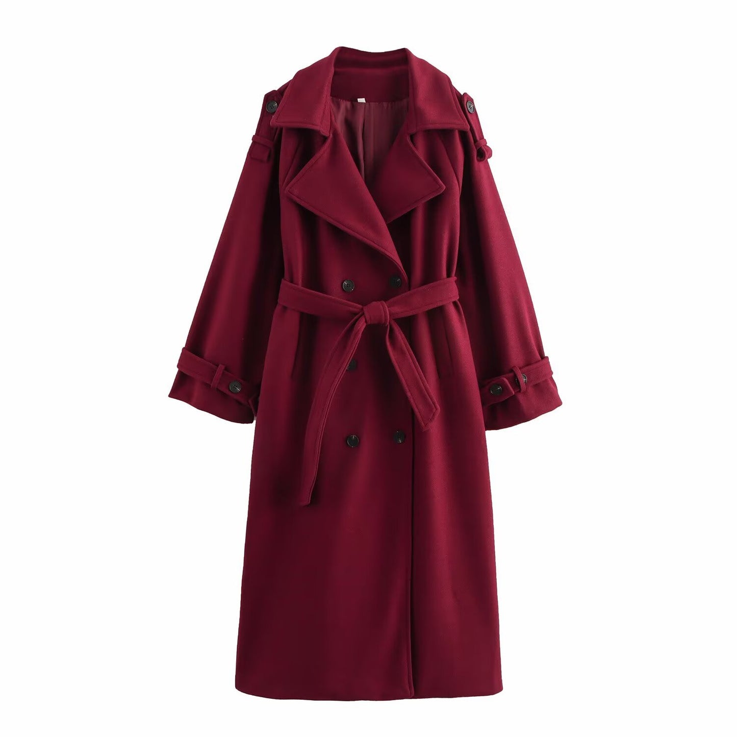 Women's Fashion Casual With Belt Long Woolen Coats