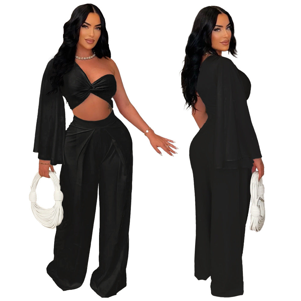 Women's Fashion Wear Pleated Casual Solid Color Suits