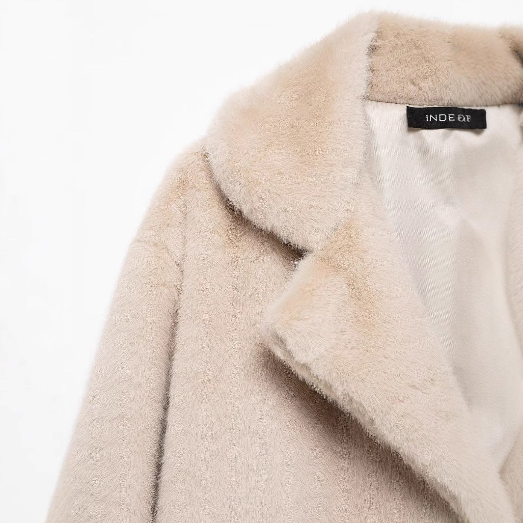 Women's Loose Collar Fur Effect Outside Coats
