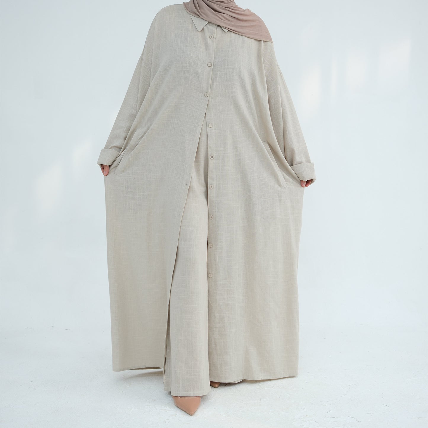 Cotton Linen Solid Color Two-piece Set Dresses