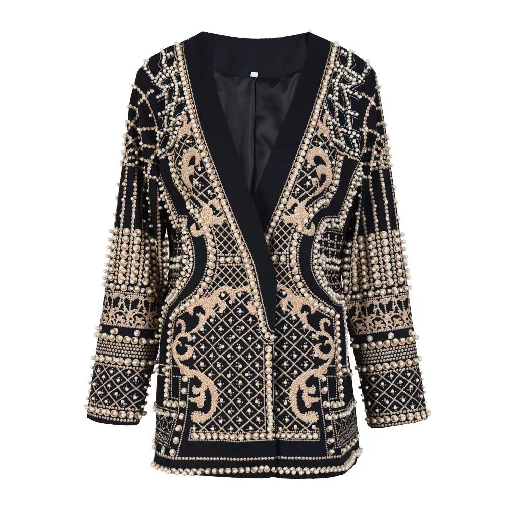 Women's Winter Custom Long-sleeved Thickened Bubble Beads Blazers