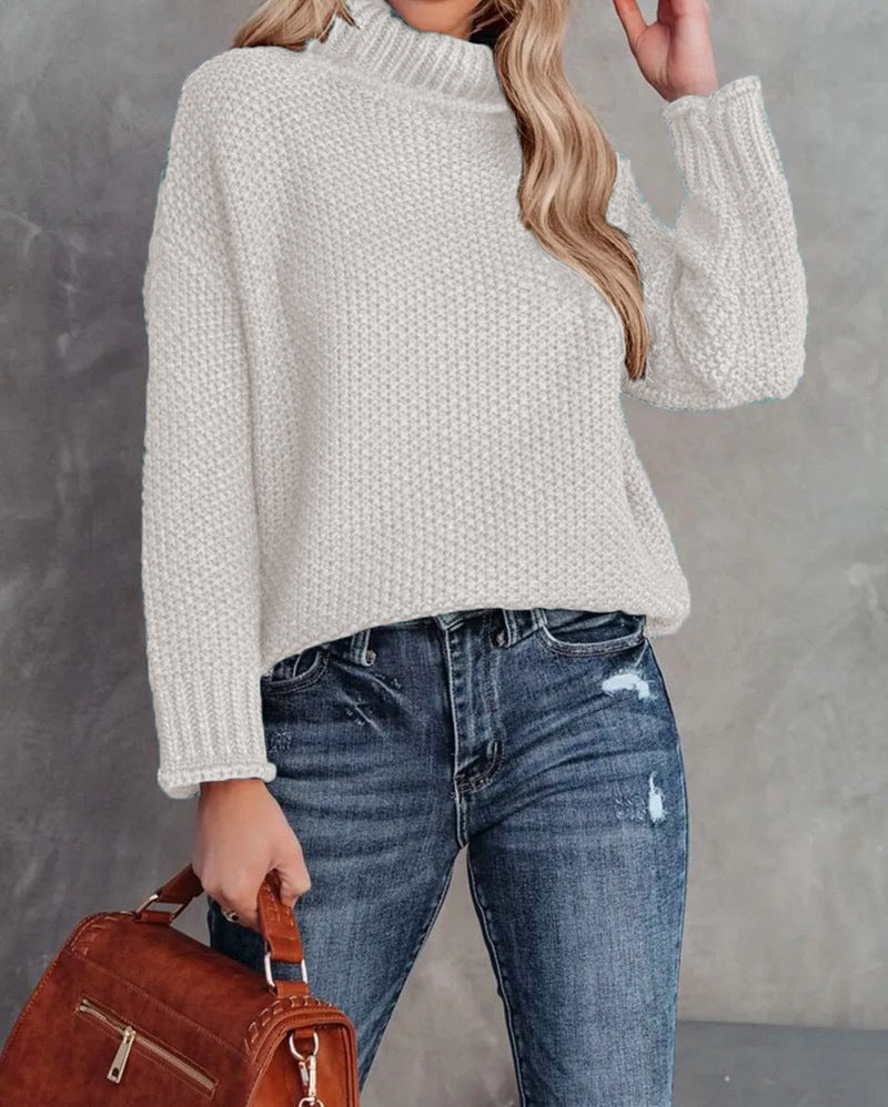 Women's Turtleneck Knitting Long Sleeve Hemming Women's Sweater
