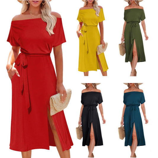 Women's Summer Sleeve Waist Slit Mid-length Shorts