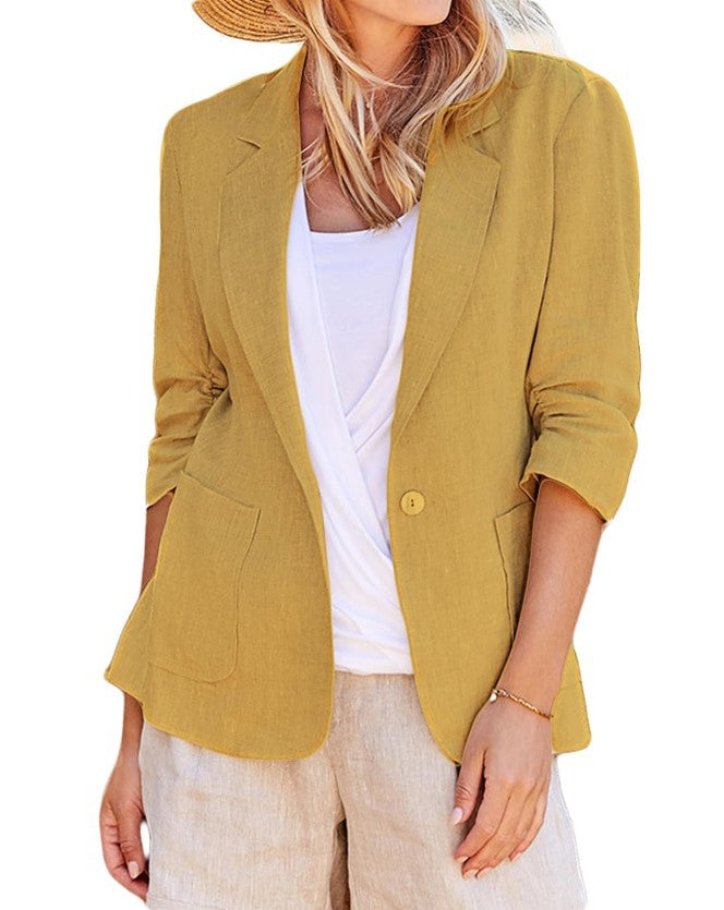 Women's Summer Temperament Sleeve Solid Color Collar Blazers