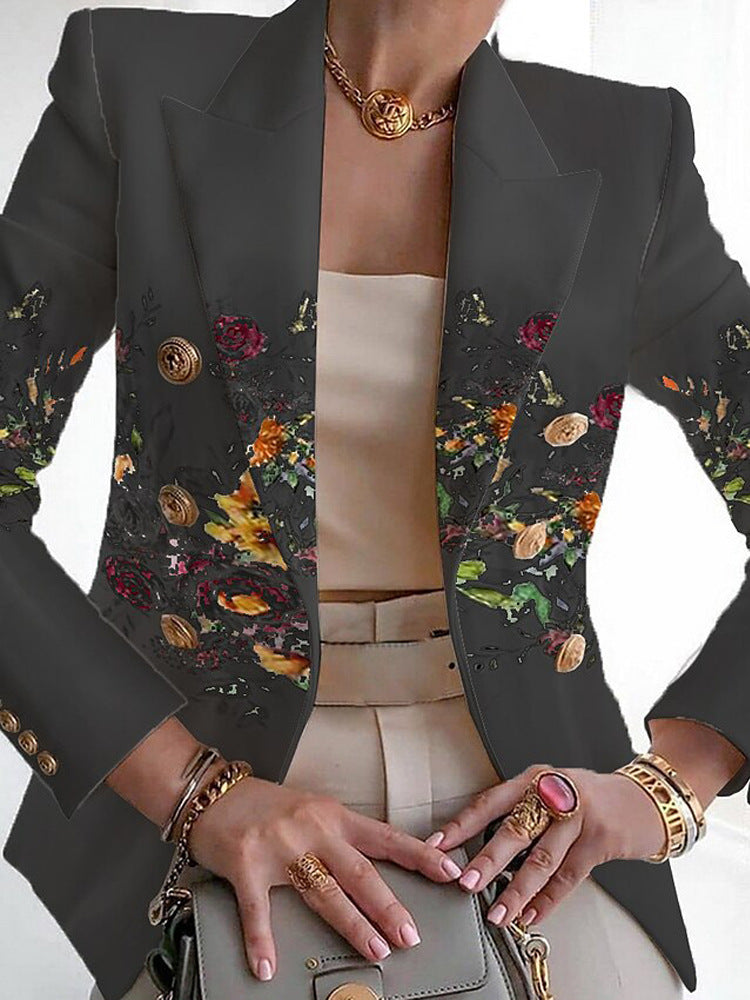 Women's Autumn Fashion Printed Slim Fit Small Blazers