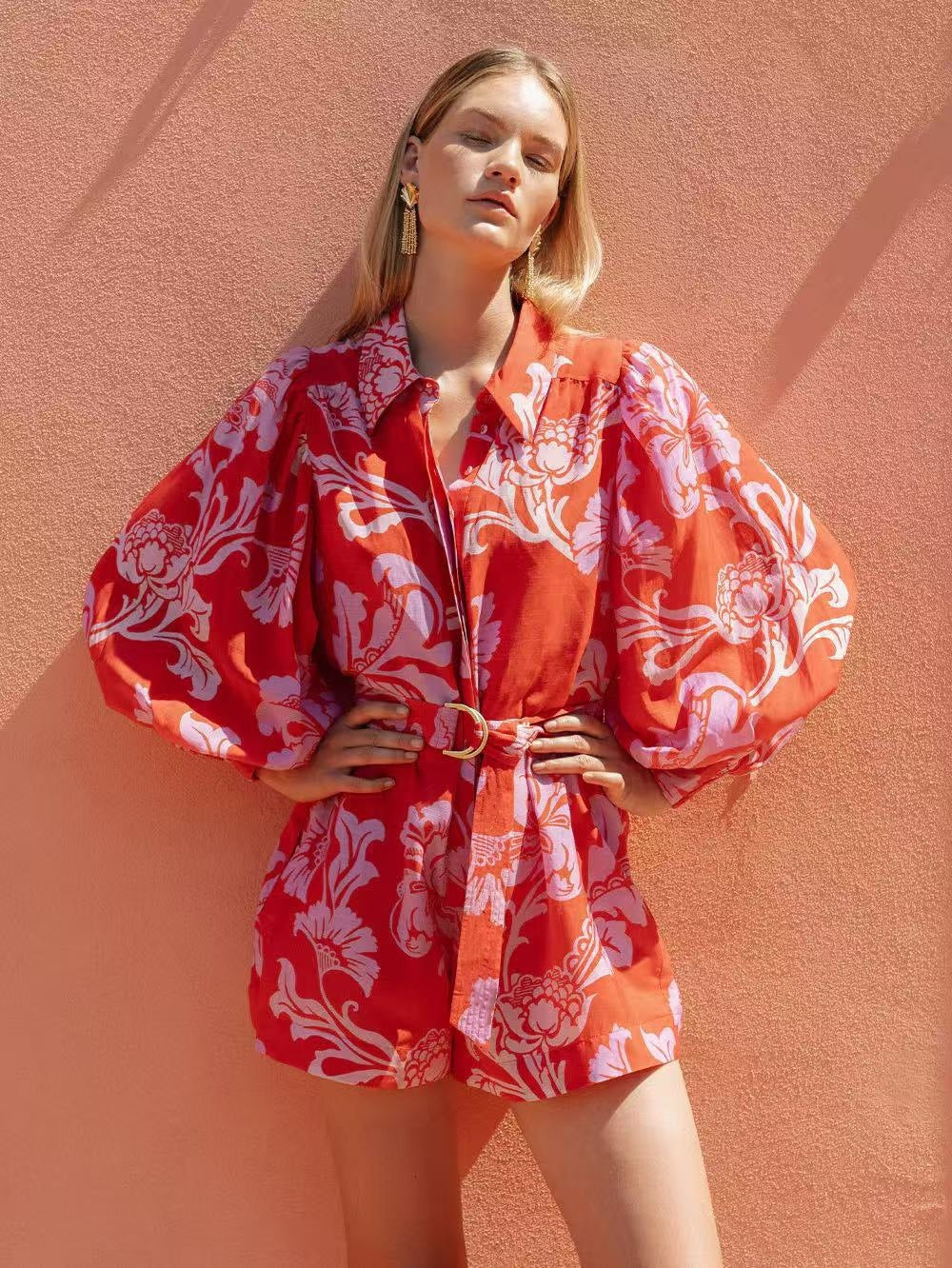 Women's Loose Casual Puff Sleeve Linen For Jumpsuits