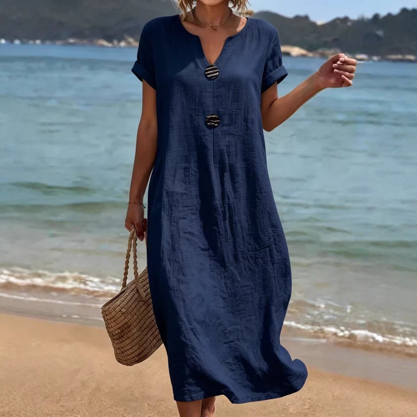 Women's Summer Seaside Holiday White Casual Solid Color Dress