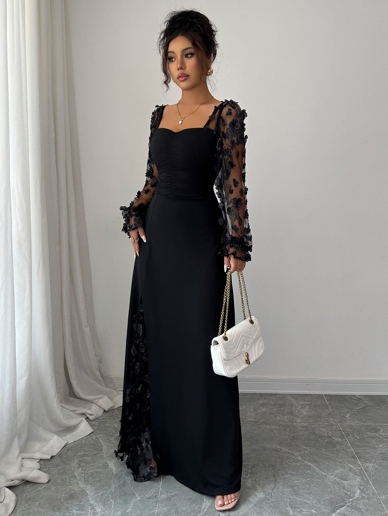 Women's French Vintage Style Long Sleeve Dress