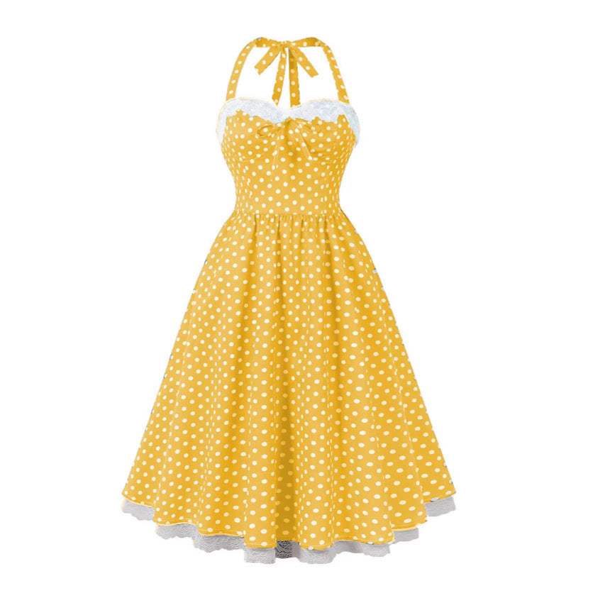 Women's Polka Dots Retro Dress With Suspenders Dresses
