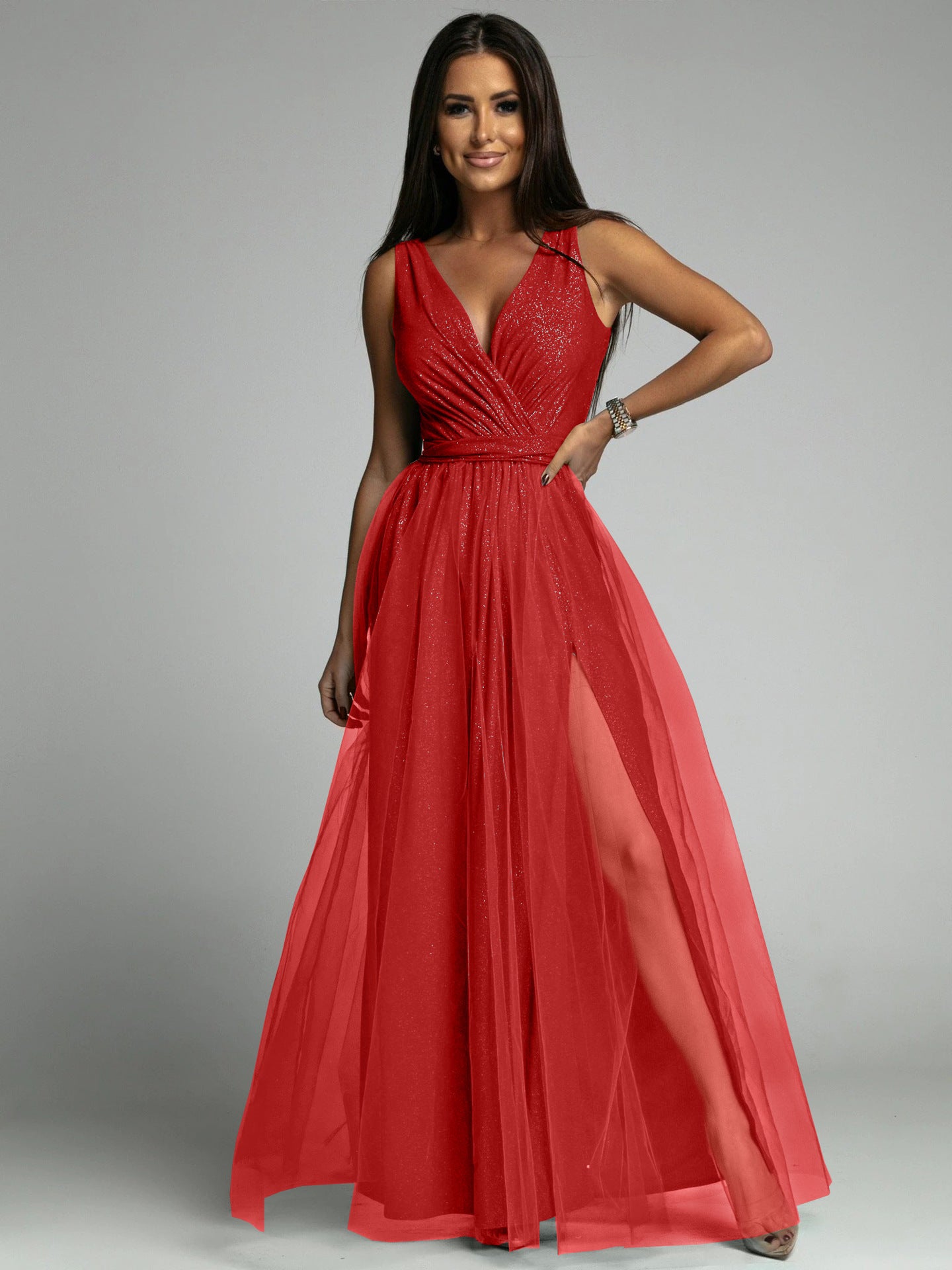 Sexy Slimming Split Expansion Shiny Dress Dresses