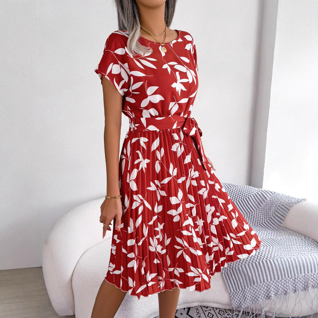 Women's Style Casual Leaf Sleeve Large Hem Dress