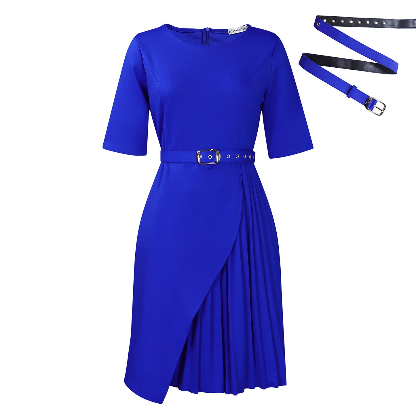 Women's Color Fashion Elegant Sleeve High Waist Dress