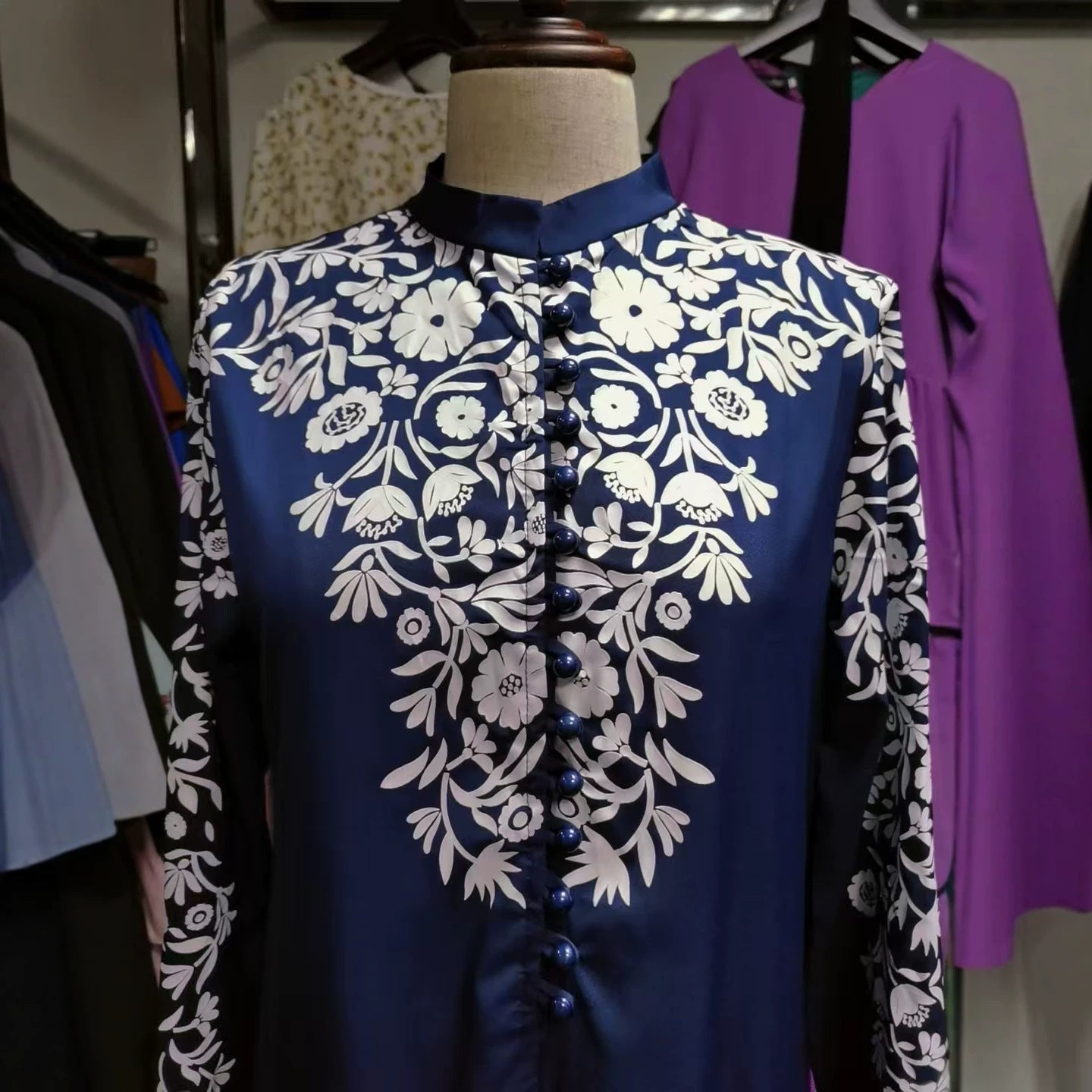 Women's Floral Print Swing Ethnic Style Stitching Dress