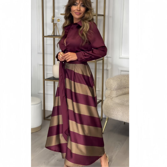 Women's Autumn Fake Two-piece Long Sleeve Shirt Dresses