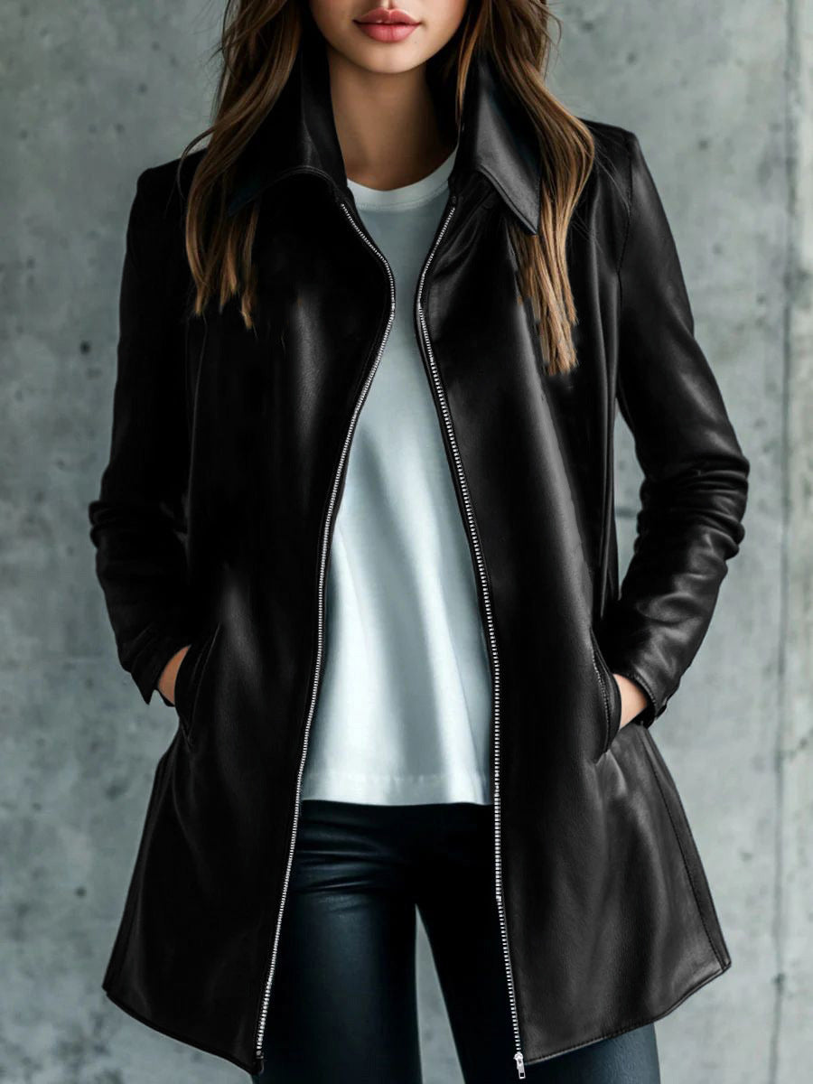 Women's Leather Elegant High-grade Versatile Leisure Warm Jackets