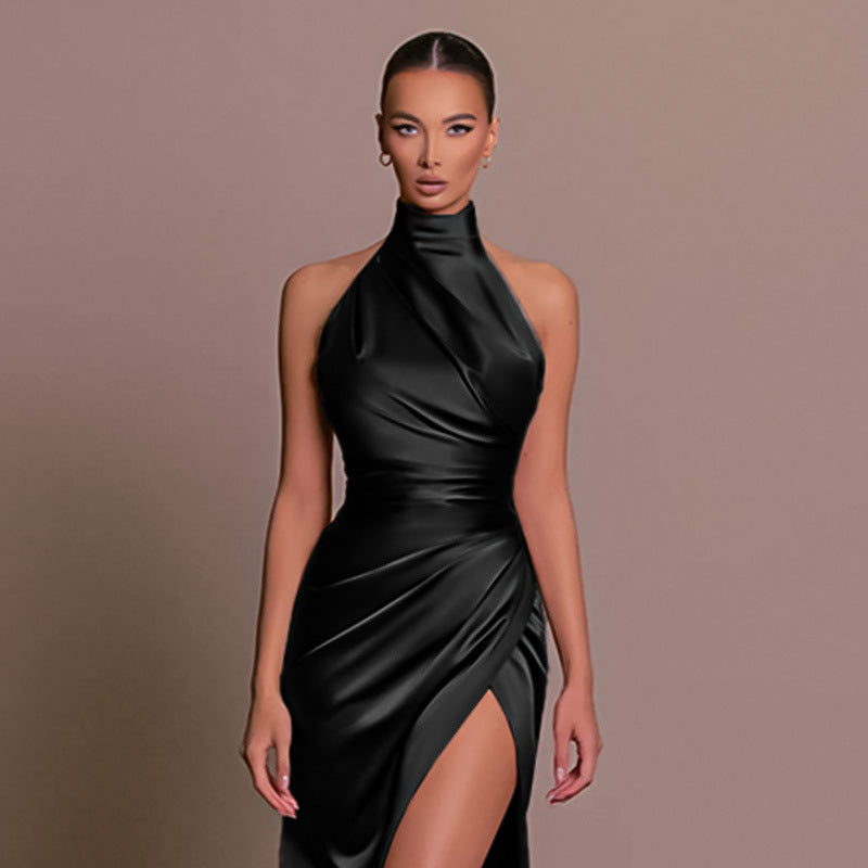 Halter Sleeveless Split Bottoming Dress Autumn Dresses