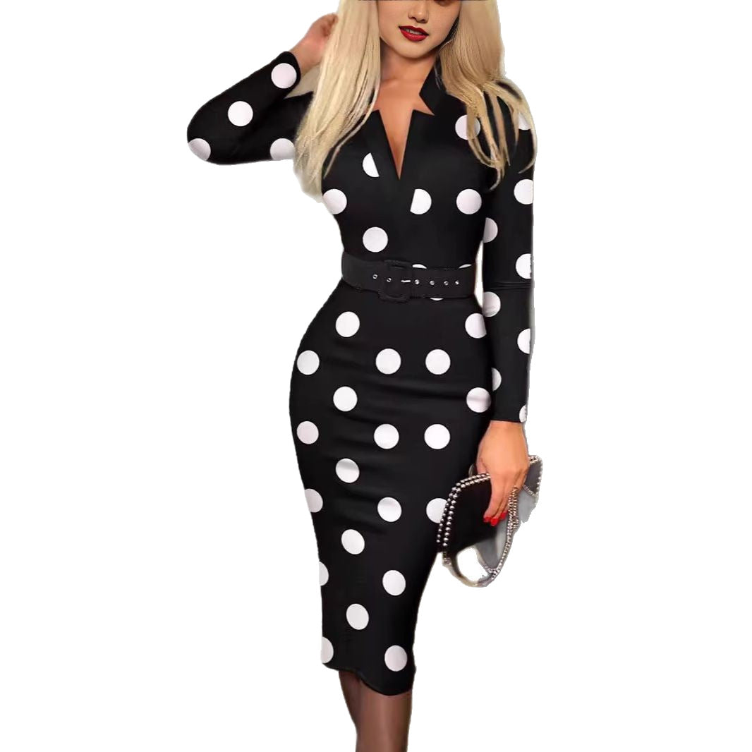 Women's Fashion Plaid Hip Long Sleeve Sexy Dress