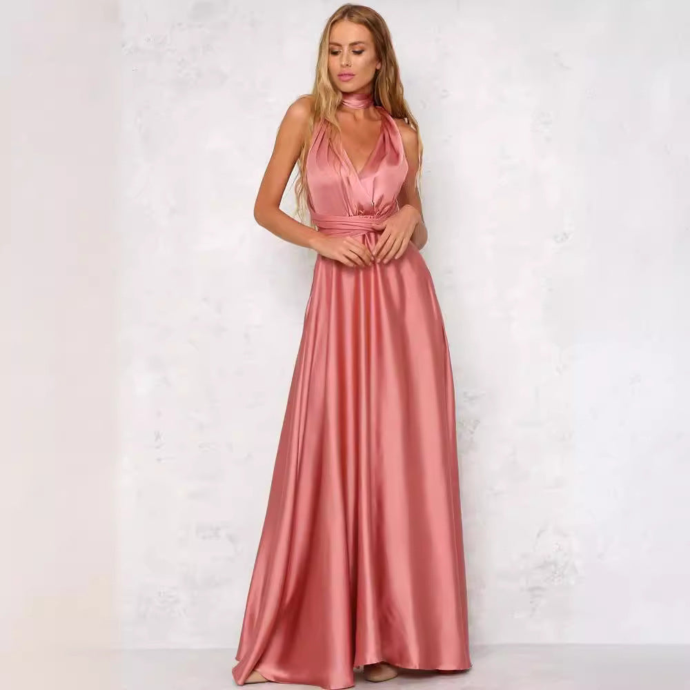 Women's Sleeveless Sexy Backless High Waist Large Swing Dresses