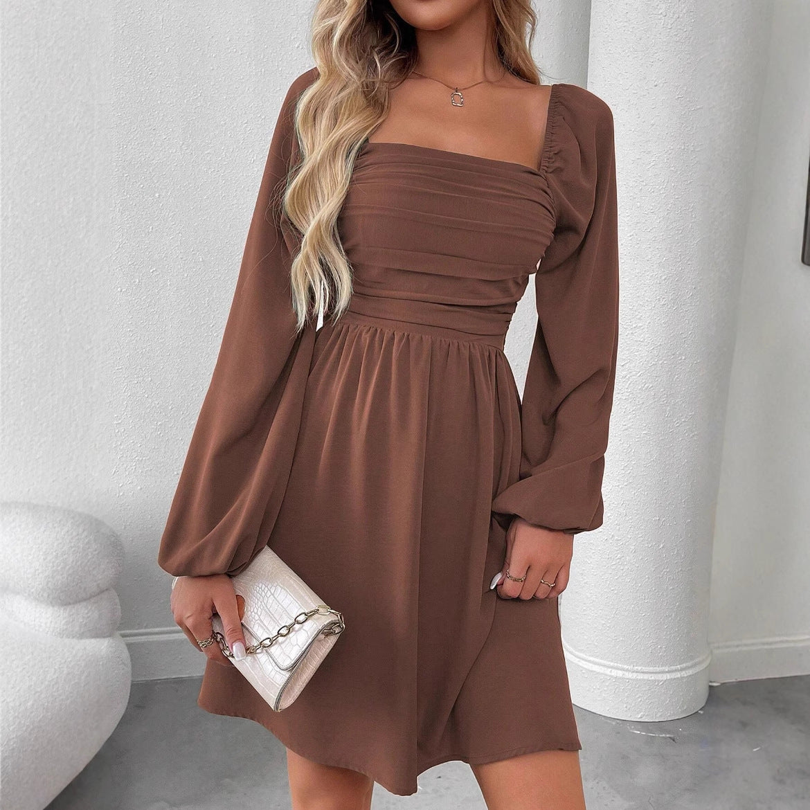 Women's Long Sleeve Pleated Simple Casual Autumn Skirts