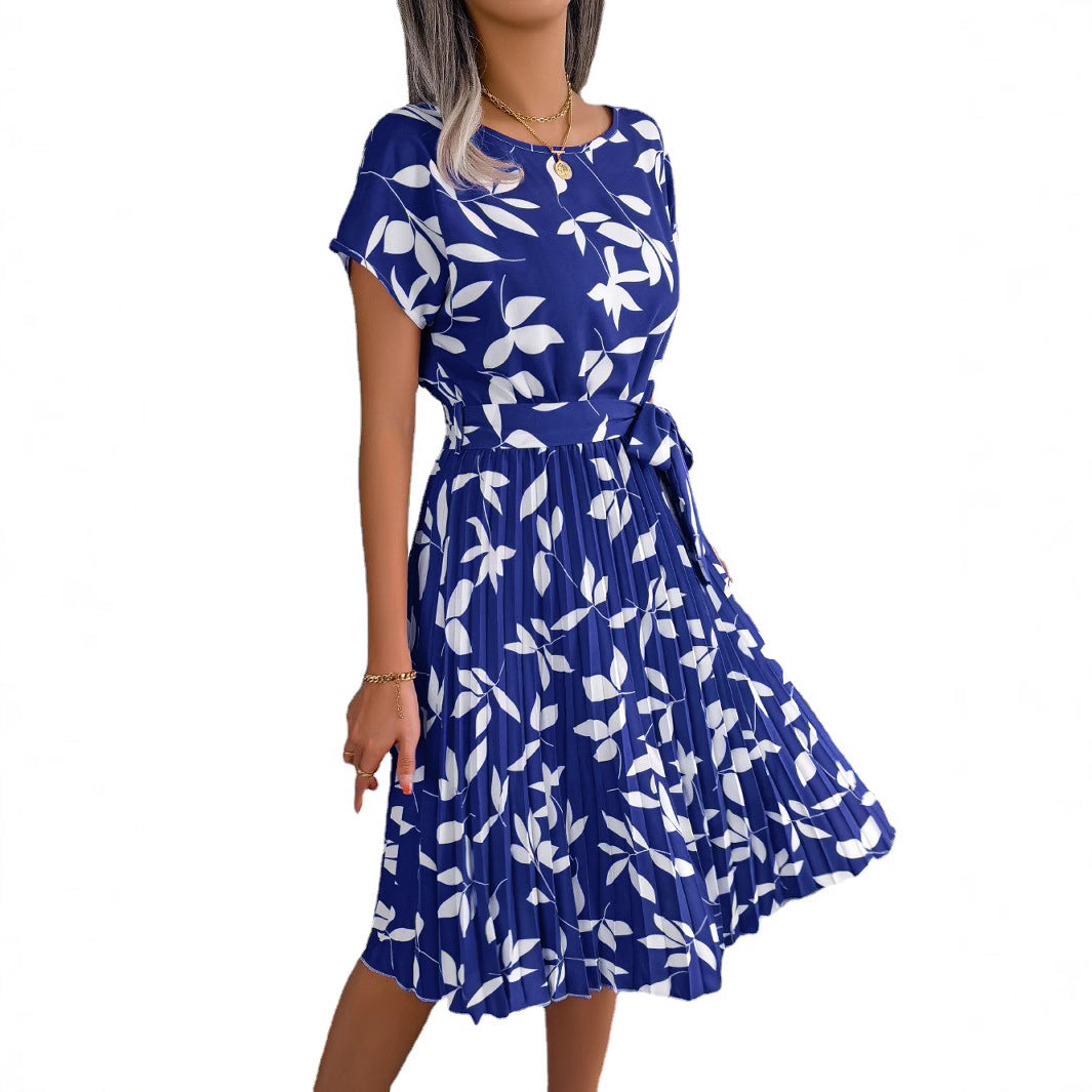 Women's Style Casual Leaf Sleeve Large Hem Dress