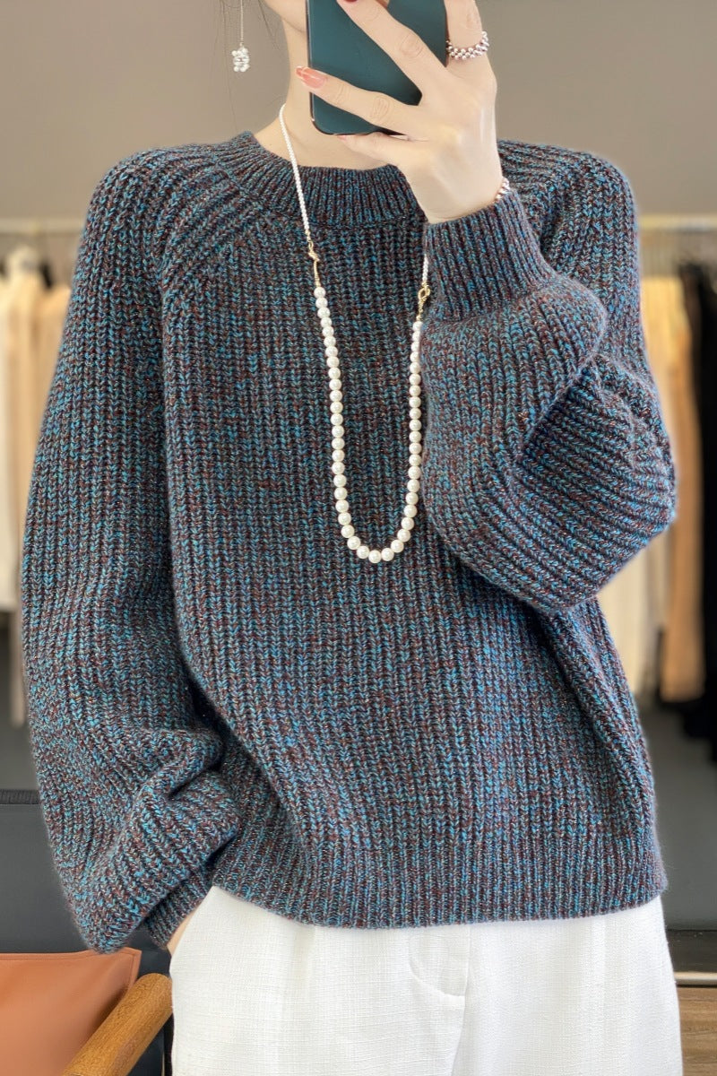 Women's Light Flash Thickening Round Neck Profile Lazy Sweater