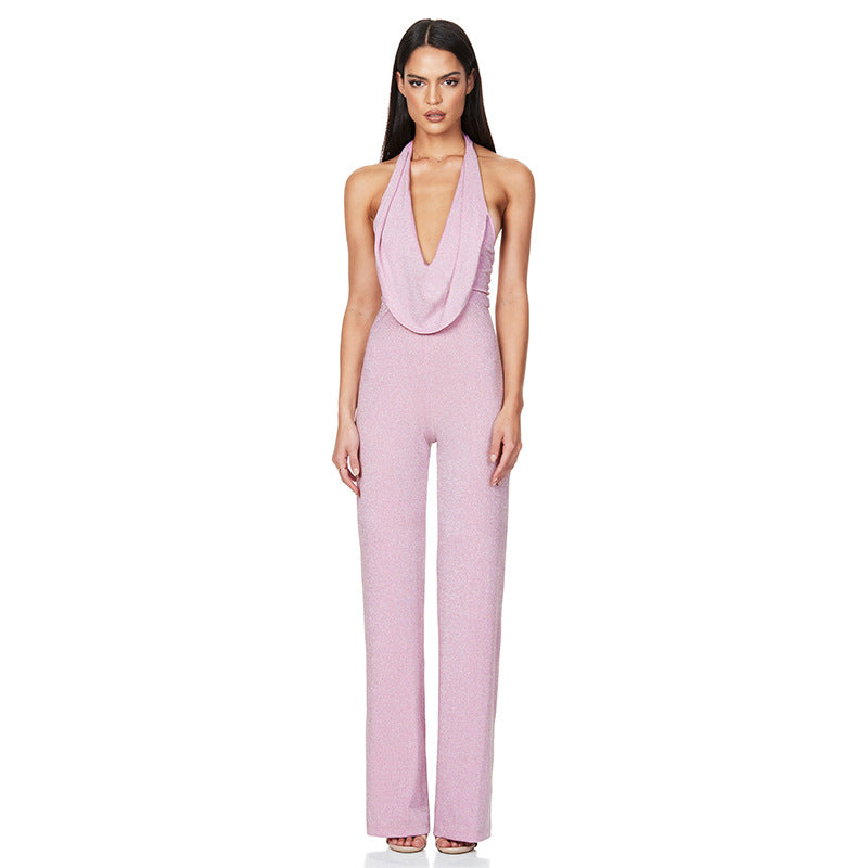 Women's Sier Stretch Sleeveless Halter Backless High-grade Suits