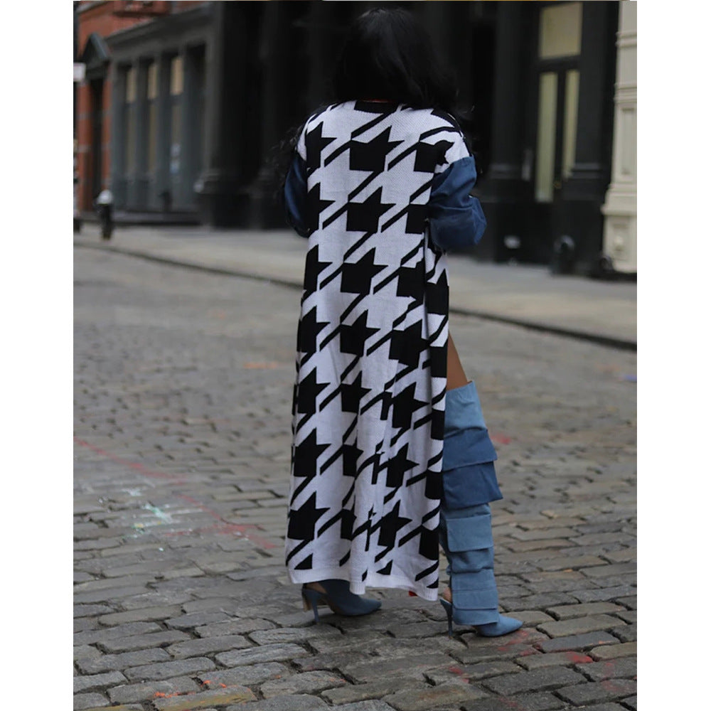 Double Thick Thousand Birds Pattern Fashion Knitwear