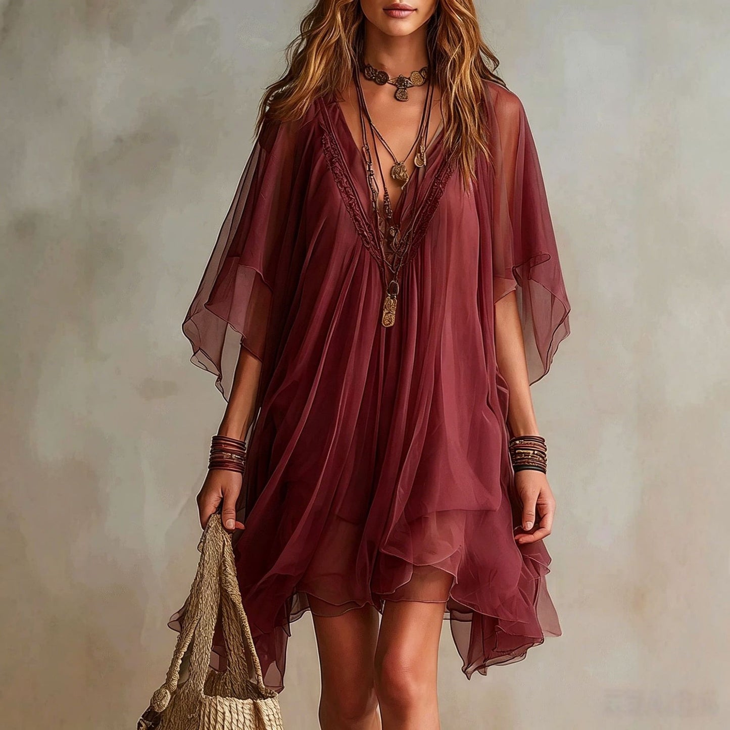 Women's Summer Chiffon Seaside Vacation Loose Beach Dress
