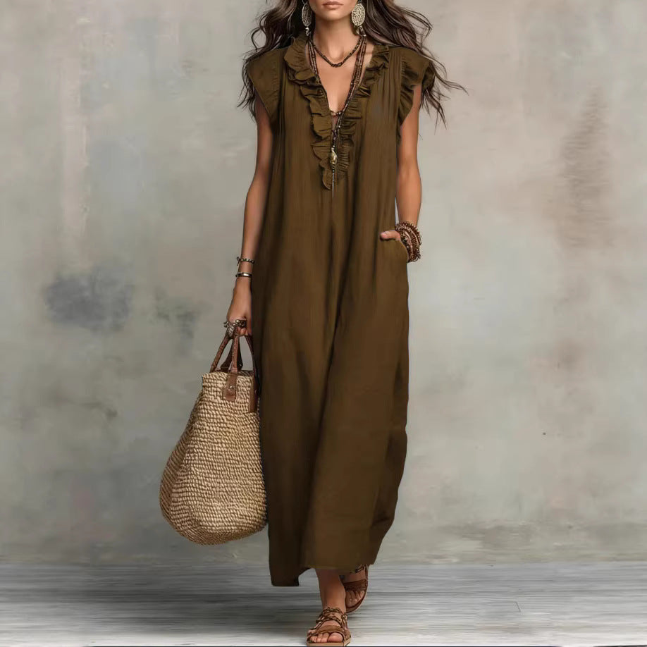 Versatile Women's Bohemian Flying Sleeves Long Dress