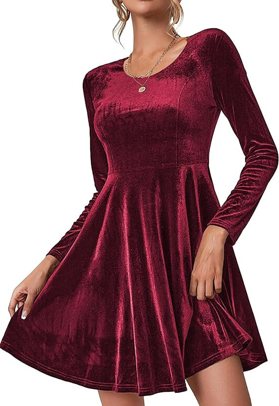 Women's Long Sleeve Round Neck Large Swing Dress