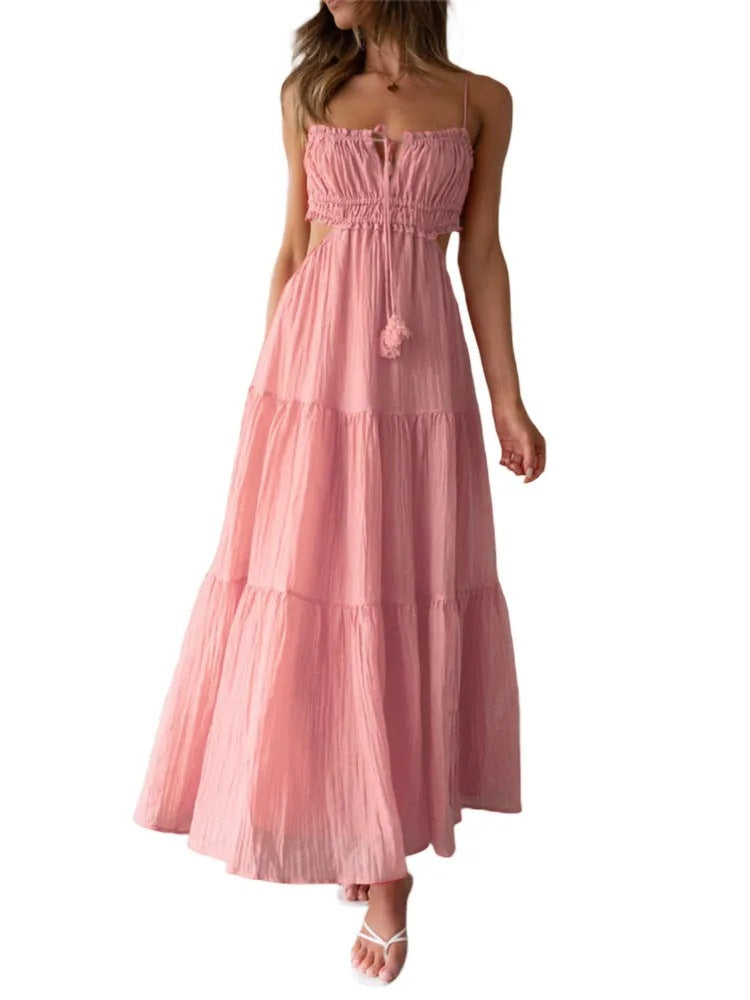 Women's Camisole Sexy Cutout Long Dress Backless Stitching Dresses