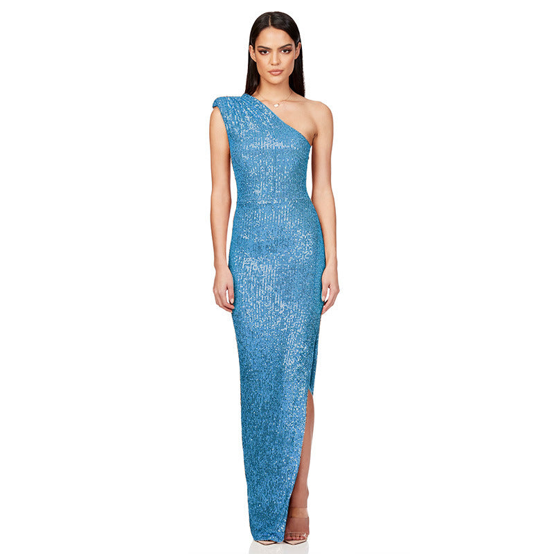Women's Dress Summer Sleeveless Split Sequined Temperament Dresses